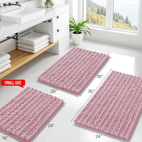 Smiry Bathroom Rugs 40X32, Extra Soft Rubber Backing Chenille Bath Mats