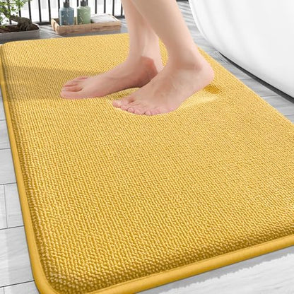 OLANLY Thick Memory Foam Bathroom Rugs 30x20, Absorbent Bath Mat, Yellow