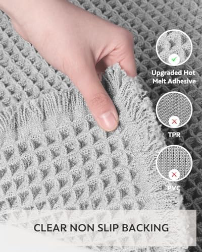 tchdio Waffle Bath Mat Rug, Super Absorbent Non Slip Bath Mats for Bathroom Mat Ultra Soft Bathmat Machine Washable Bathroom Rugs with Tassels, Bath Rugs Beside Tub, 18" x 30"