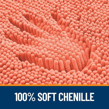 OLANLY Chenille Bathroom Rugs Mats Sets 2 Piece, 30"x20"+24"x16", Coral