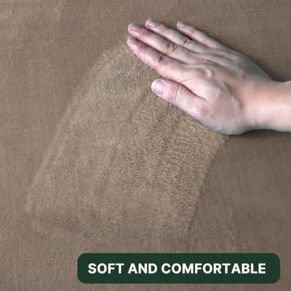 H.VERSAILTEX Kitchen Mat 2 PCS Non Slip Memory Foam Flannel Velvety Kitchen Runner Rug Set for Floor Standing Rugs(47" x 17" + 24" x 17", Taupe)