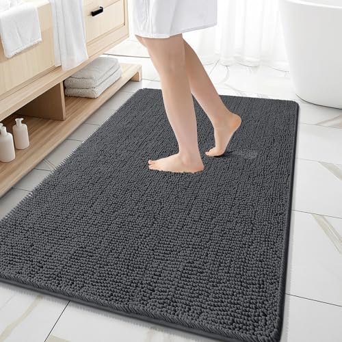 OLANLY Large Bathroom Rugs 59x35, Extra Soft Absorbent Chenille Bath Rugs
