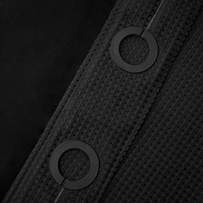 RiverDream Heavyweight Waffle No Hook Shower Curtain with Liner,Black,36x74
