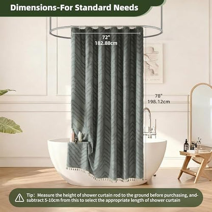 Siiluminisoy Extra Long Shower Curtains 72 x 78 Inches Tufted Chevron Light Gray Shower Curtains Fabric for Bathroom Modern Shabby Chic Waterproof Cloth Shower Curtain