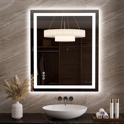 LOAAO 35.4"x29.9" LED Bathroom Mirror with Lights, UL Listed