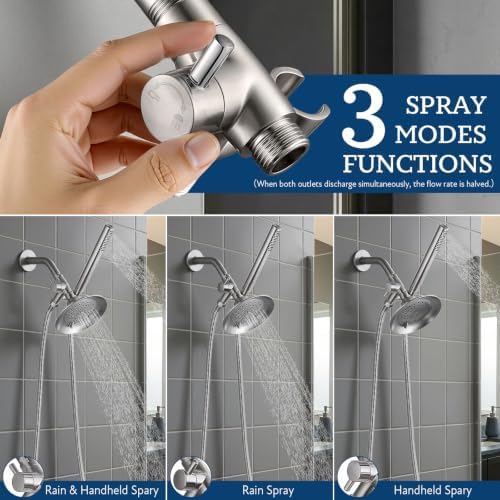 G-Promise Solid Metal Shower Head Diverter with Holder 3-Way