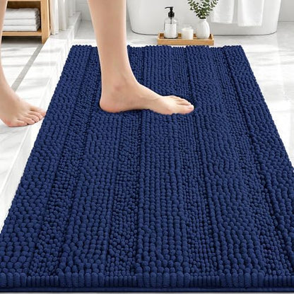 OLANLY Thick Bathroom Rugs 30x20, Chenille Bath Rugs, Twilight Sapphire