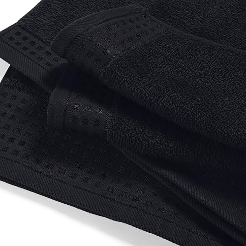GLAMBURG 100% Cotton Oversized 2 Pack Bath Sheets 35x70, Ultra Soft Highly Absorbant Compact Quickdry & Lightweight Large Bath Sheet Set, Ideal for Gym Travel Camp Pool - Black