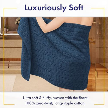 Alusa Home Ultra Soft & Stylish 700 GSM Luxury Bath Towels - 100% Zero-Twist, Long-Staple Cotton - Remarkably Absorbent & Quick Drying - 6 Piece Towel Set (Navy Blue)