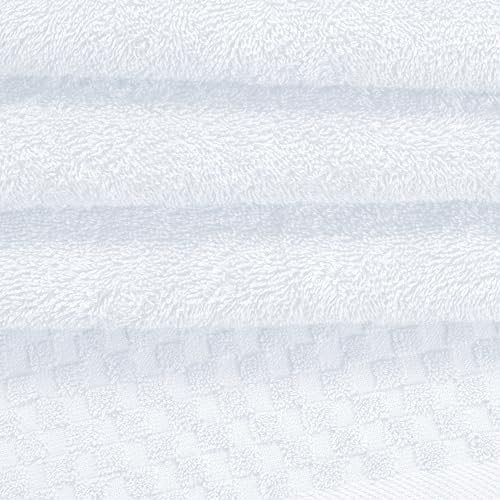 MyOwn Premium Cotton 6 Pack Towel Set for Bathroom, Contains 2 Bath Towels 28x55 inch, 2 Hand Towels 16x24 inch & 2 Wash Coths 12x12 inch, Ideal Everyday use, Compact & Lightweight - White
