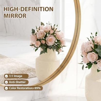 Sweetcrispy Round Bathroom Wall Mirror, Circle Vanity Mirror, 20 Inch