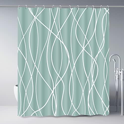 Striped Shower Curtain for Bathroom, Light Green, 72" W x 72" L