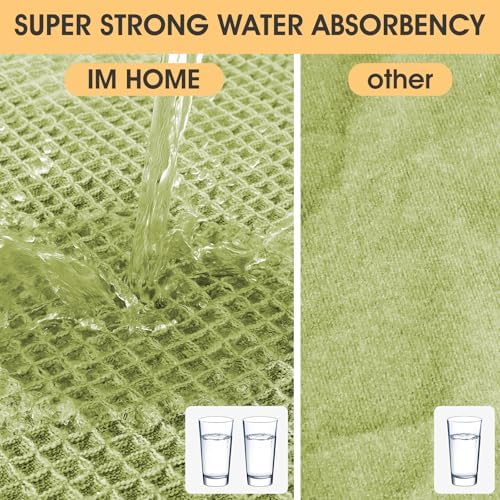 IM HOME Waffle Bath Mat Sage Green 5'x2', Boho Woven Modern Bath Mat Rugs, Absorbent Non Slip Bathroom Rugs, Soft Washable Bath Rugs with Tassels for Bathroom, Bedroom, Kitchen, Shower, Tub
