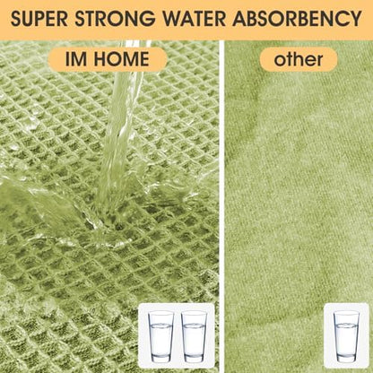 IM HOME Waffle Bath Mat Sage Green 5'x2', Boho Woven Modern Bath Mat Rugs, Absorbent Non Slip Bathroom Rugs, Soft Washable Bath Rugs with Tassels for Bathroom, Bedroom, Kitchen, Shower, Tub
