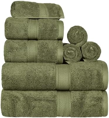 Superior Egyptian Cotton Ultra Plush & Absorbent, 8 Piece Set, Forest Green