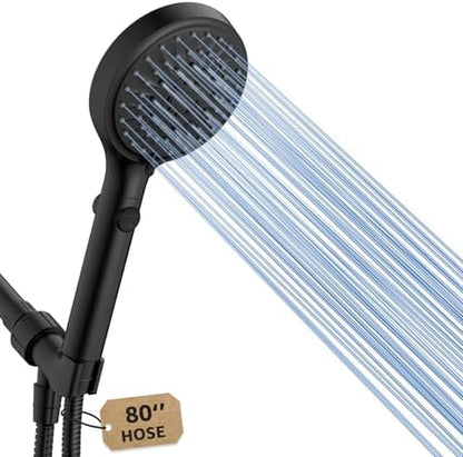 FASDUNT Shower Head with Handheld, High Pressure Showerhead with Hose Black