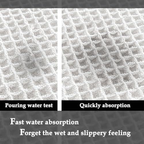 ZALL Waffle Bath Mat White Super Absorbent Non Slip Bathroom Rug 24x36inch,Machine Washable Ultra Soft Floor Mats