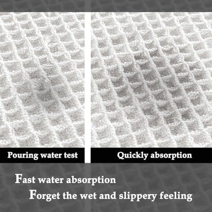 ZALL Waffle Bath Mat White Super Absorbent Non Slip Bathroom Rug 18x30inch,Machine Washable Ultra Soft Floor Mats