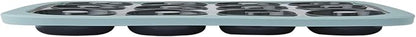 Chicago Metallic Silicone Donut Pan, 12 Cup Blue Nonstick Baking Pan for Donuts, Bagels and More, Wire-Reinforced Rim, Oven Safe to 428F, 14.6 x 10 x 1.4 Inches