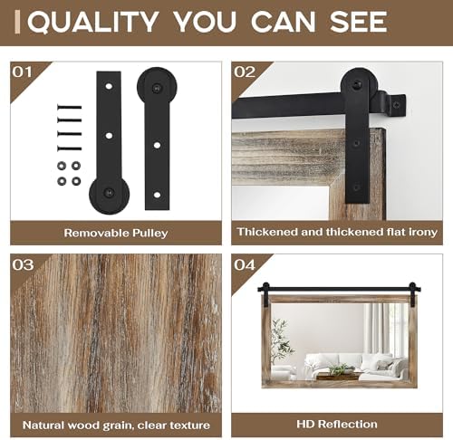 COGOOD Farmhouse Bathroom Mirrors for Over Sink - 26 x 41 Striped Brown