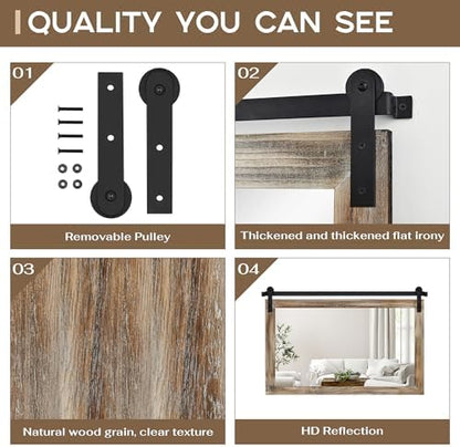 COGOOD Farmhouse Bathroom Mirrors for Over Sink - 26 x 41 Striped Brown