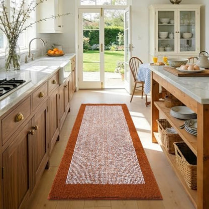 48x24 Bathroom Rugs Non Slip Washable, Soft Absorbent Bath Mat Coral Orange
