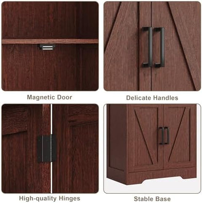 Treocho Farmhouse Bathroom Floor Cabinet with Adjustable Shelves
