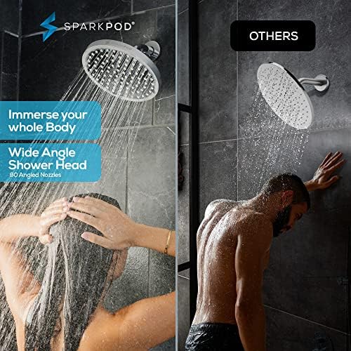 SparkPod Rain Shower Head, 8 Inch Round, Luxury Polished Chrome Finish