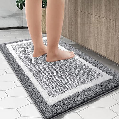 OLANLY Bathroom Runner Rugs 44x24, Long Bath Mats for Bathroom Floor, Grey