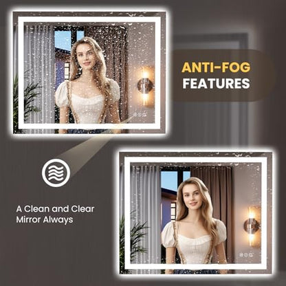 LOAAO 39.4"x31.5" LED Bathroom Mirror with Lights, UL Listed