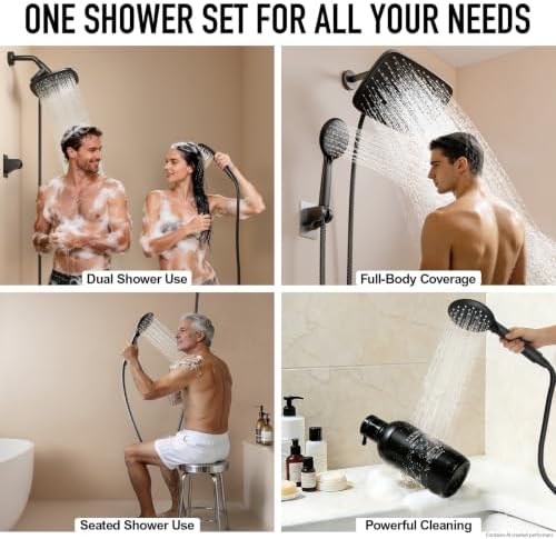 Veken 11.8“ Rain Shower Head with Handheld,Dual High Pressure Shower Heads