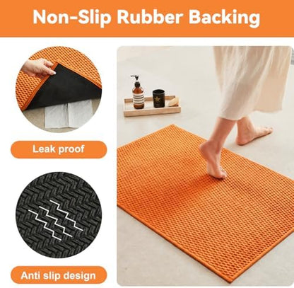 Triohero Toilet Rug, Thin Toilet Rugs U Shaped Washable Non Slip Absorbent Quick Dry Low Pile Toilet Mat, Orange 20"x24" U Shape