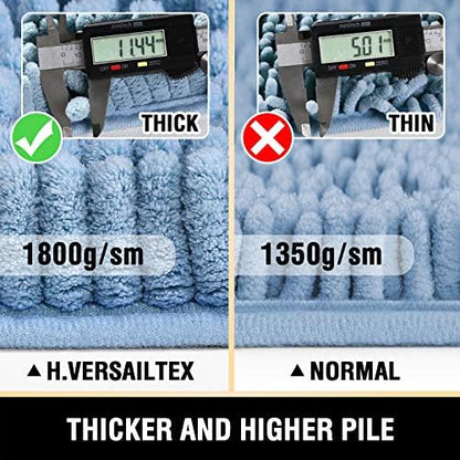 H.VERSAILTEX Bathroom Rugs Bath Mats Non Slip Luxury Chenille Bathroom Runner Rug 47x17 Extra Soft and Absorbent Shaggy Rugs Washable Dry Fast Area Carpet Mats, Tub - Cool Blue