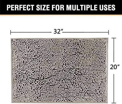H.VERSAILTEX Chenille Bath Rug Non-Slip Bathroom Rug Shag Shower Mat Machine-Washable Bath Mat with Water Absorbent Soft Microfibers, 20" W x 32" L, Dark Grey