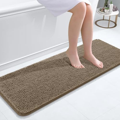 OLANLY Bathroom Runner Rugs 47x17, Extra Soft Absorbent Chenille Bath Rugs