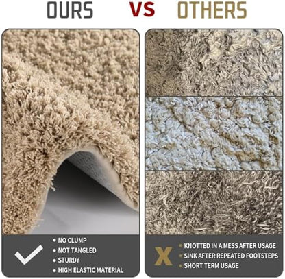 Yimobra Bath Rugs for Bathroom 32X20, Ultra Soft and Water Absorbent Bath Mats, Non Slip Plush Shower Rugs, Microfiber Thick Matts for Bathroom Floor/Tub, Machine Washable, Pure Beige