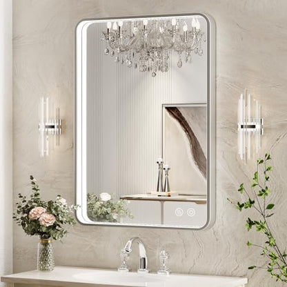 24x32 Inch LED Sliver Frame Bathroom Mirror,ETL Listed
