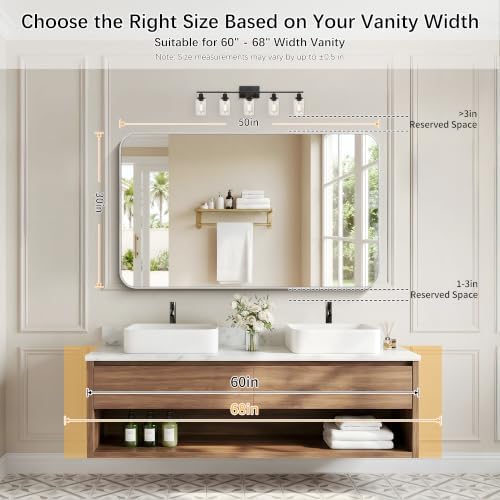 DESBING 50"x30" Bathroom Mirror for Over Sink, Silver Framed Wall Mirror