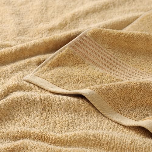 Superior Egyptian Cotton Bath Towel Set, Home Bathroom Towels, Master, Guest Bath, Decor Essentials, Quick Dry, Absorbent, Large Body Towels, Spa, Hotel, Resort, Adult, Kids, Set of 2, Gold