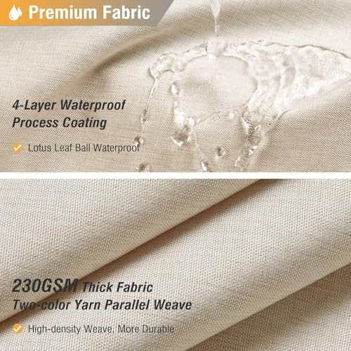 BTTN 72x80 Linen Textured Waterproof Fabric Shower Curtain Set, Beige/Cream