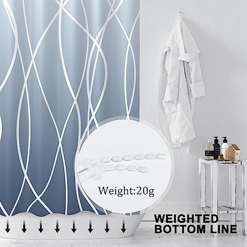 Striped Shower Curtain for Bathroom, Ombre Blue, 72" W x 72" L