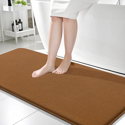 OLANLY Memory Foam Bathroom Runner Rugs 59x24, Absorbent Long Mat, Ochre