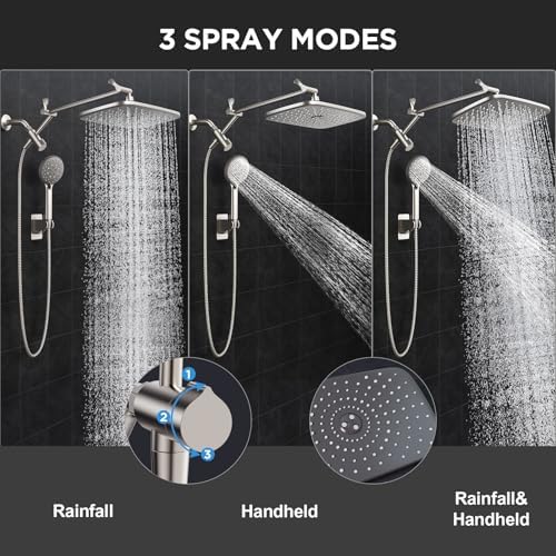 Veken Starlight 11.8" High Pressure Shower Head with Handheld, Easy Install