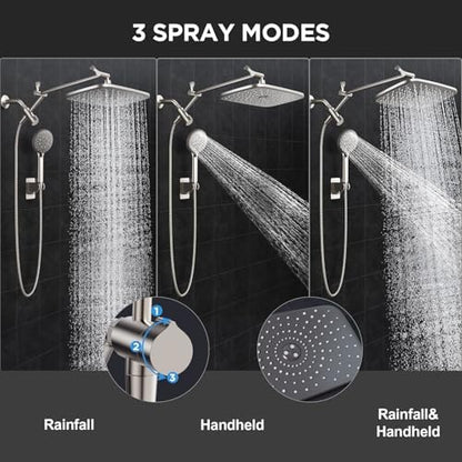 Veken Starlight 11.8" High Pressure Shower Head with Handheld, Easy Install