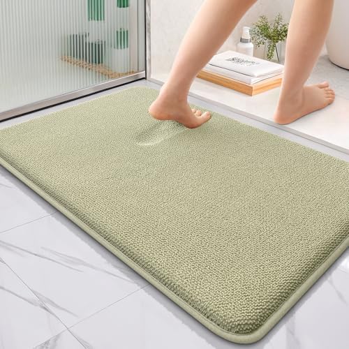 OLANLY Thick Memory Foam Bathroom Rugs 36x24, Absorbent Bath Mat, Vanilla