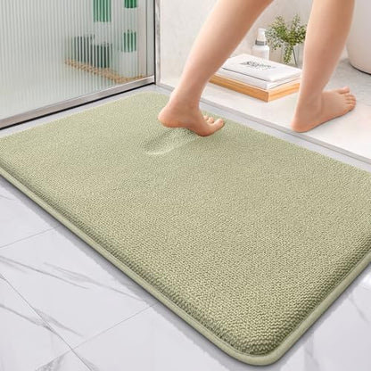 OLANLY Thick Memory Foam Bathroom Rugs 36x24, Absorbent Bath Mat, Vanilla
