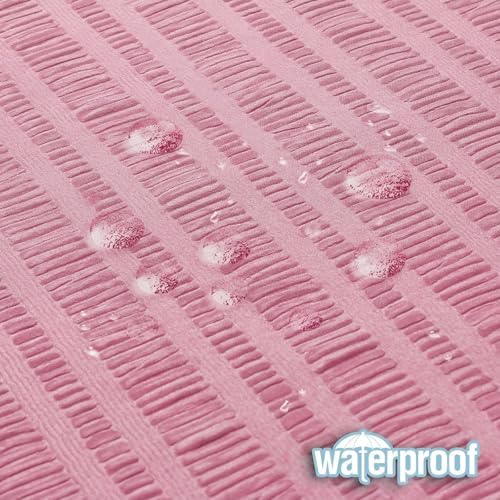 Aiyufeng Moga Extra Long Bright Pink Shower Curtain 96 Inch Long, Embossed Texture Fabric Bathroom Shower Curtain, Large Hotel Bath Curtain with 12 Holes, 72Wx96H, Hot Pink