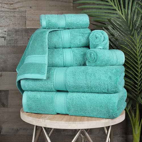 SUPERIOR Egyptian Cotton Ultra Plush & Absorbent, 8 Piece Set, Turquoise