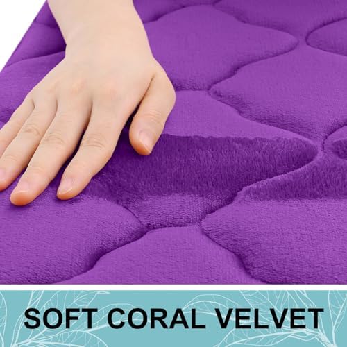 OLANLY Memory Foam Bath Mat Rug 47x17, Ultra Soft Bathroom Rugs, Purple