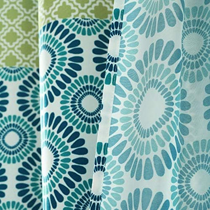 Lush Decor Bohemian Stripe Shower Curtain 72" W x 72" L Blue & Green - Bathroom Curtain - Striped Shower Curtain - Boho Decor - Fabric Shower Curtains